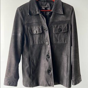 Club Monaco Leather Shirt Jacket